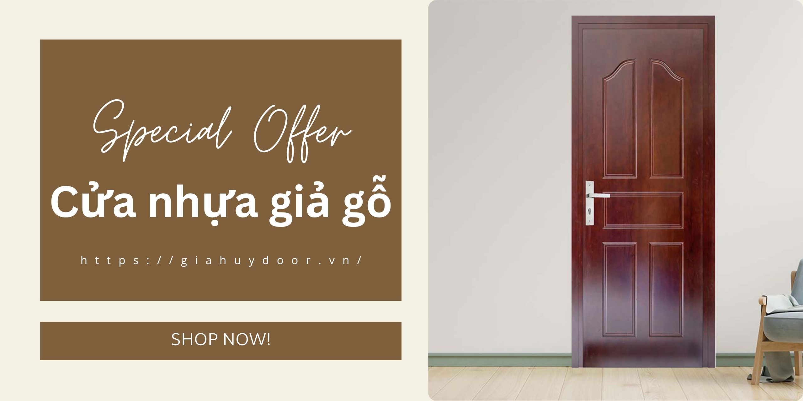 Mẫu cửa nhựa giả gỗ có khóa tay gạt sang trọng