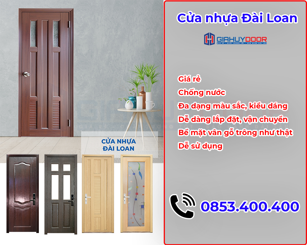 Cửa nhựa vân gỗ giá rẻ Đài Loan