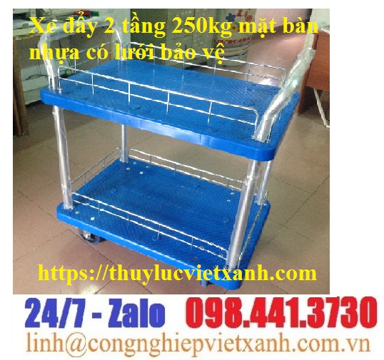 Xe đẩy hai tầng mặt bàn nhựa