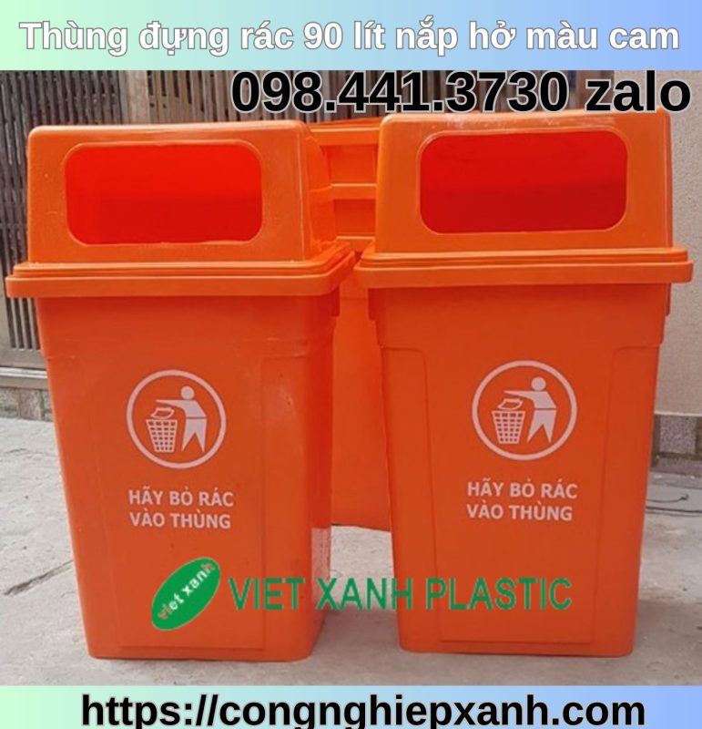 Thung-dung-rac-90-lit-nap-hở-cam