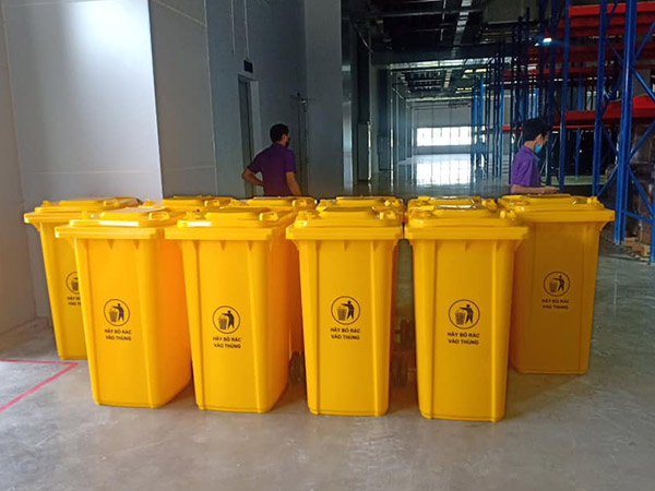Thùng rác nhựa 240L màu vàng