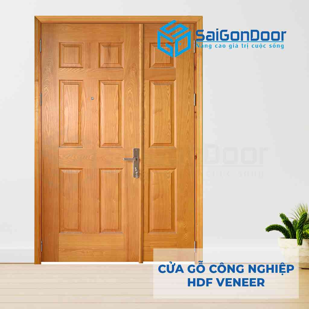 Mẫu cửa gỗ HDF Veneer 9A sồi mẹ bồng con