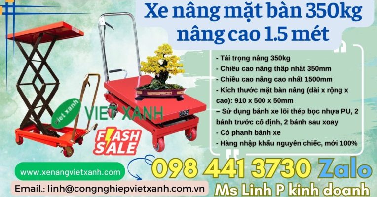 Xe nâng mặt bàn 350kg wp350 nâng cao 1m5 Niuli