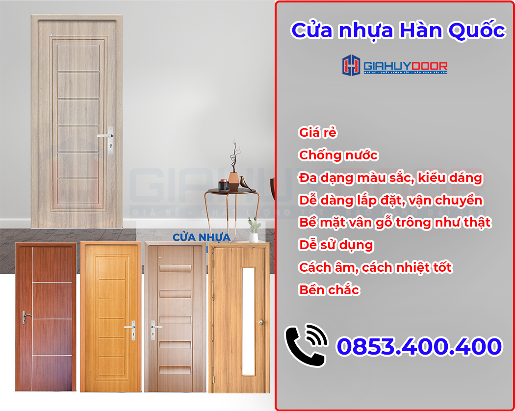 Cửa nhựa vân gỗ giá rẻ ABS Hàn Quốc