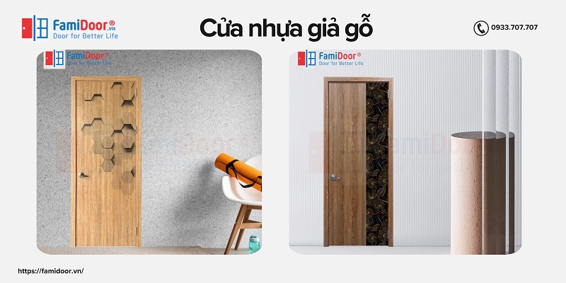 Cửa nhựa giả gỗ có thiết kế khá giống cửa gỗ tự nhiên Cửa nhựa giả gỗ có thiết kế khá giống cửa gỗ tự nhiên